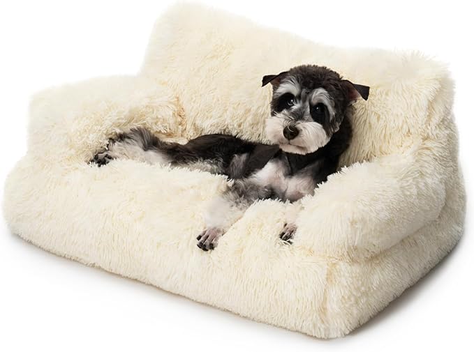 Mewoo Dog Couch, Small Dog Bed with Removable Washable Cover, Cute Cat Couch for Pets, Cat Beds for Indoor Cats with Anti-Slip Bottom (Beige)