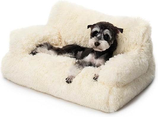 Mewoo Dog Couch, Small Dog Bed with Removable Washable Cover, Cute Cat Couch for Pets, Cat Beds for Indoor Cats with Anti-Slip Bottom (Beige)