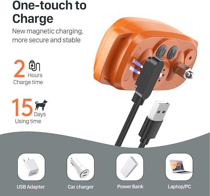 Dog Bark Collar for Large Medium Small Dogs, Rechargeable Smart Bark Collar, Anti Barking Training Collar with 5 Adjustable Sensitivity Beep Vibration (Orange)