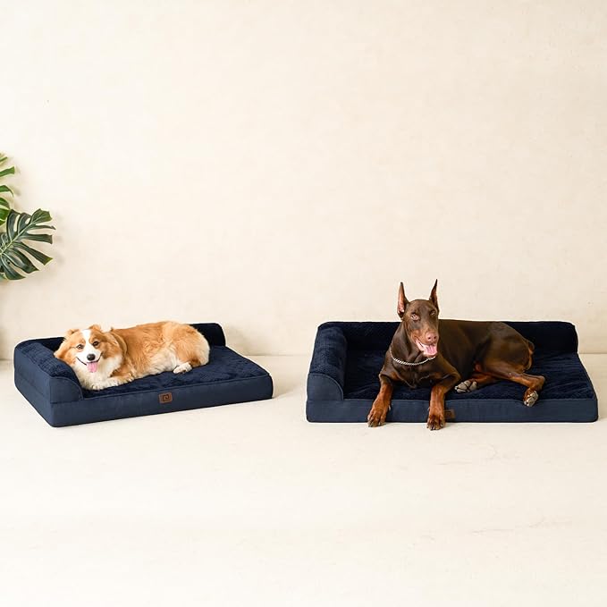 EHEYCIGA Memory Foam Dog Bed XLarge Sized Dogs, Extra Large Dog Bed Orthopedic with Washable Removable Cover, Waterproof XL Pet Bed Couch for Crate, 41x27x6 Inches, Navy Blue