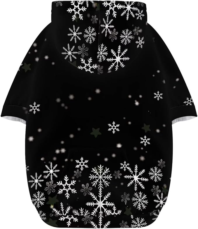 Howilath Christmas Snowflakes Dog Sweatshirt with Hood Warm Pet Clothes Comfortable Hoodie Streetwear for Small Medium Large Dogs