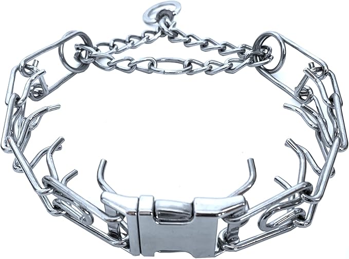 Prong Training Collar for Dogs, Adjustable Dog Pinch Collar with Quick Release Buckle, No Pull Collar for Small Medium Large Dogs, Extra Link and Caps