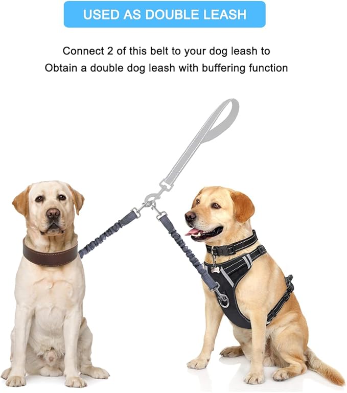 Dog Seat Belt for Bike Basket, Retractable Bicycle Dog Seatbelt, Elastic Pet Safety Leash Harness for Cat, Dog Leash Extension Attachment Shock Absorbing Lead Extension Absorber (Grey)