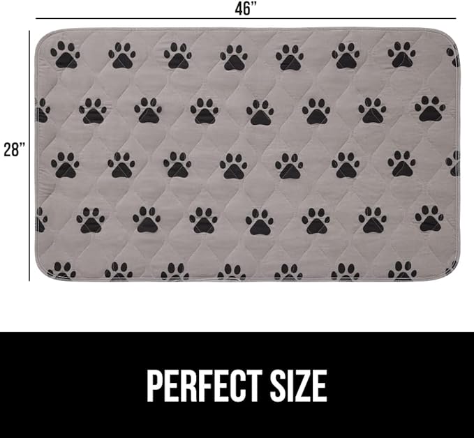 GORILLA GRIP Washable Puppy Pads, 46x28, Slip Resistant Dog Crate Mat, Waterproof Cloth Pee Pad for Training Puppies in Playpen, Reusable Pet Incontinence Blanket, Protects Sofa, Furniture, Floors
