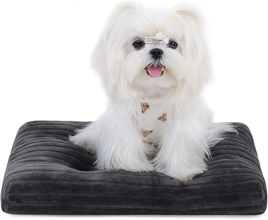 Dog Crate Bed Washable Dog Beds for XX-Small Dogs Deluxe Thick Flannel Fluffy Comfy Kennel Pad Anti-Slip & Anti-Scratch Pet Sleeping Mat, 17 x 11 Inch, Gray
