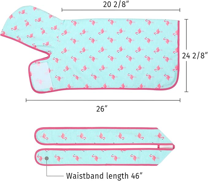 HDE Dog Bathrobe Super Absorbent Quick Drying Towel with Hood for All Dog Breeds Sizes S-XXL - Flamingos - M