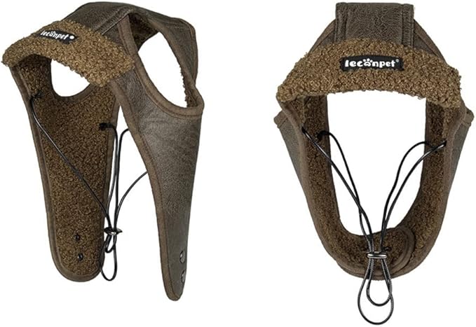 Leconpet Dog Aviator Hat, Dog Winter Pilot Hat with Ear Flaps for Cold Weather (L, Black)