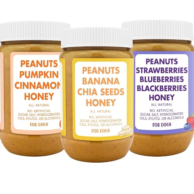Bark Bistro Company, Superberry Snoot + Barkin Banana + Pumpkin Pup, 100% Natural Dog Peanut Butter, Healthy Dog Treats - Made in USA (Set of 3 / 17oz)