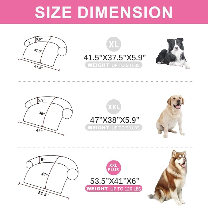 Dogs/Cats Bed Mats, Couch Cover for Dogs, Sofa Style Luxurious Mat for Pets, Waterproof Lining and Nonskid Bottom Perfect on Dog Crate, Cat Cage or in The Car. (Pink, XXLPlus)