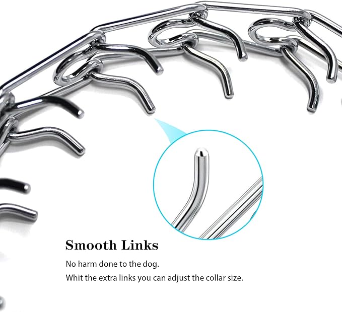 Prong Pinch Collar for Dogs with Quick Release Buckle, Adjustable Training Collar for Small Medium Large Dogs, Helps Prevent Dog from Pulling (3.0mm, Neck Size 17.72"-22.83"), Silver
