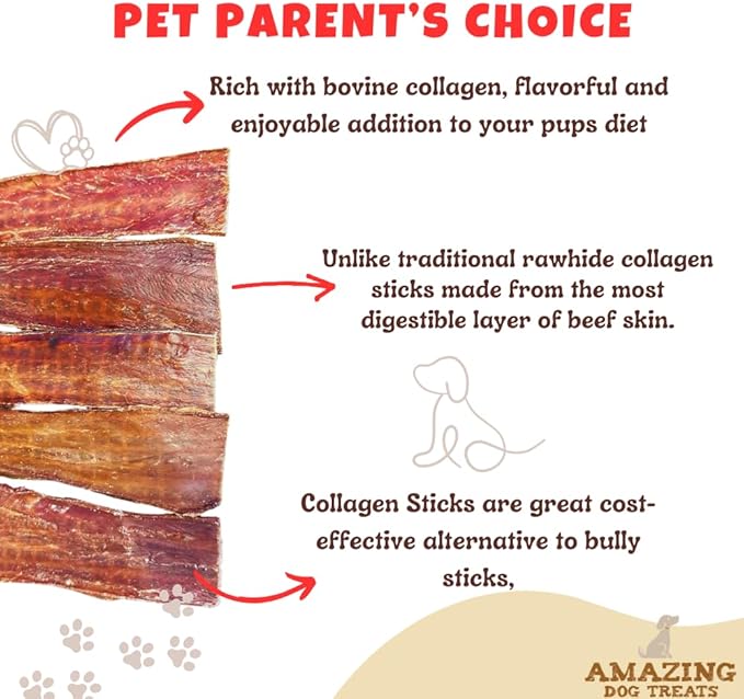 Amazing Dog Treats - Beef Esophagus Jerky for Dogs (6 Inch - 50 Pc/Pack) - Beef Gullet Dog Chews - Beef Esophagus Dog Treats