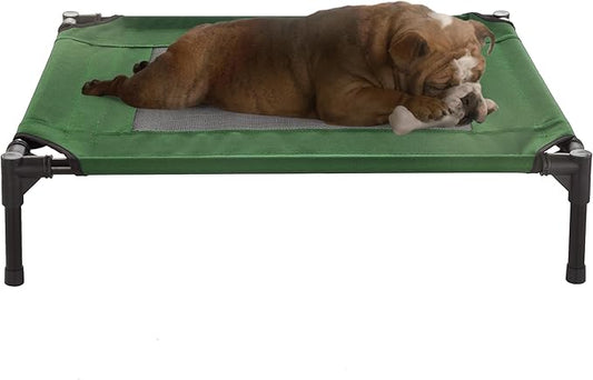 Elevated Dog Bed ? 30x24 Portable Bed for Pets with Non-Slip Feet Indoor/Outdoor Dog Cot or Puppy Bed for Pets up to 50lbs by Petmaker (Green)