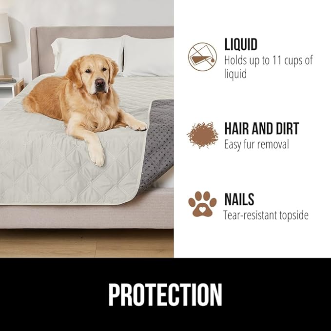 GORILLA GRIP Waterproof Dog Bed Cover 82x102, Pet Blanket for Furniture, Sofa, Couch, Crate, Car, Sofa Throw Essential for Cats and Dogs, Tear and Slip Resistant Leakproof Cushion Cover, Light Taupe