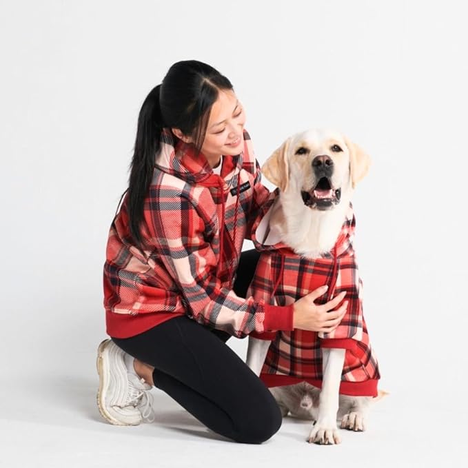 Spark Paws Dog Hoodie - Premium Quality, Buttery Soft, Superior Comfort and Fit, Calming Fleece Interior, Suitable for All Breeds - Red Plaid, 3XL