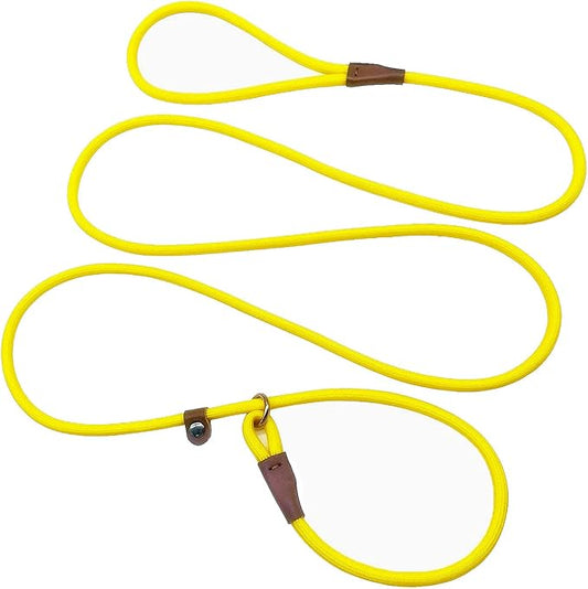 MayPaw Slip Lead Control Leash for Dogs No Pull, 13+ Colors Classic Dog 7 FT Pet Slip Leash, 1/4” Rope Lead for Small Medium Animals (7ft*1/4", Yellow)