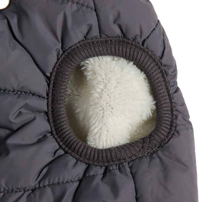 2 Layers Fleece Lined Warm Dog Jacket for Puppy Winter Cold Weather,Soft Windproof Small Dog Coat,Grey XS