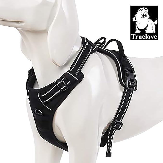 TRUE LOVE Truelove Adjustable No-Pull Dog Harness Reflective Pup Vest Harnesses Comfortable Control Brilliant Colors TLH5651(Black,L)