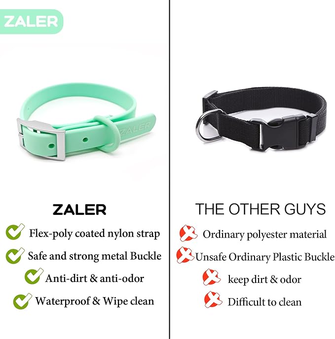 ZALER Waterproof Dog Collar, Adjustable Odor Proof Dog Collars Easy to Clean, Soft Comfortable Pet Collars for Large, Medium Small Dogs (XL, Mint Green, 1pc)