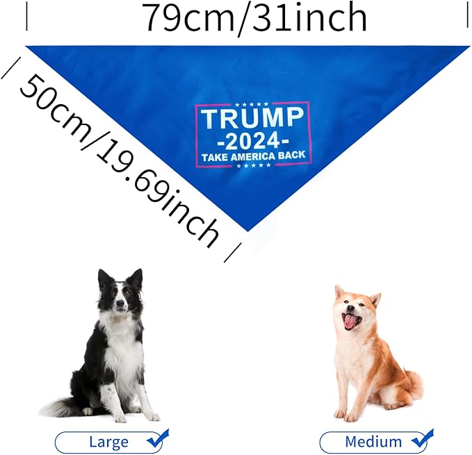 Trump Dog Bandana, Dog Bandanas Breathable Pet Triangle Scarf, Take America Back, American Flag Trump Bandana for Medium Large Dogs