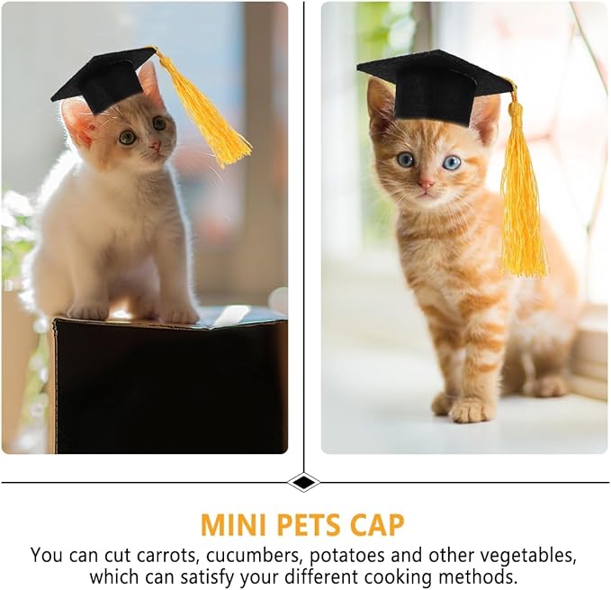 KESYOO 4pcs Mini Graduation Cap Pet Graduation Caps Small Dog Graduation Hats with Yellow Tassel Pet Graduation Costume for Dogs Cats Holiday Costume Accessory
