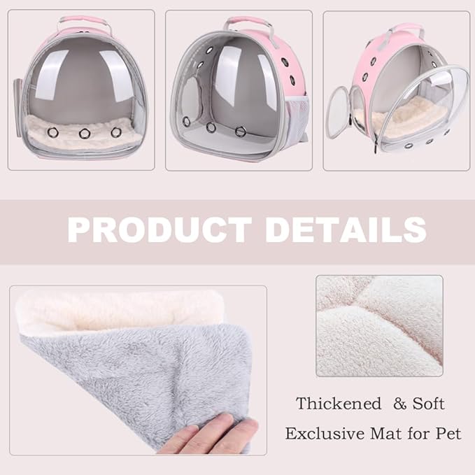 Portable Guinea Pig Backpack with Small Bag Harness and Leash Set, Space Capsule Bubble Window Pet Carrier Cage Travel for Rabbit, Bearded Dragon, Squirrel, Tortoise, Bird, Lizard, Sugar Glider