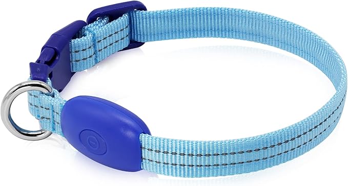 Light Up Dog Collar at Night, Led Dog Collar Adjustable, Lighted Dog Collar Rechargeable Waterproof, Dog Lights for Night Walking, Glow in The Dark Dog Collars Light for Small Pet (S, Blue)