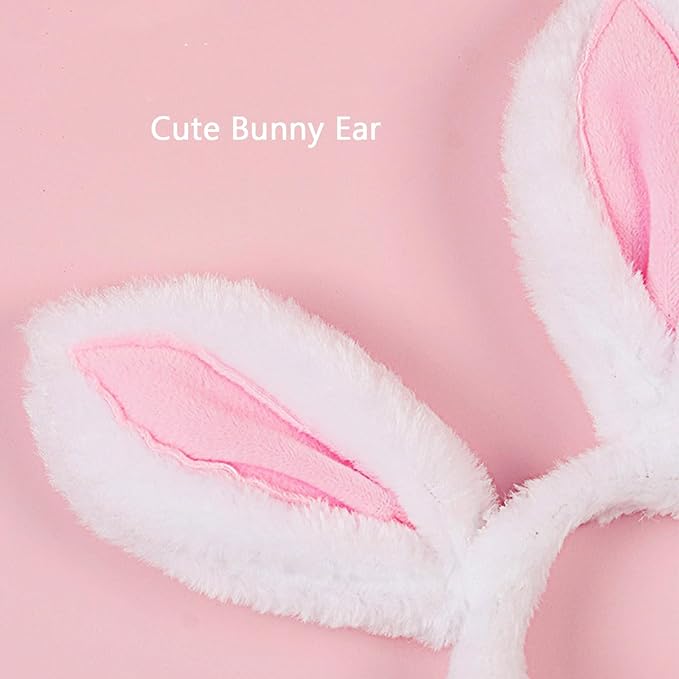FLAdorepet Dog Rabbit Bunny Ear Headband Headwear Hat,Halloween Easter Cat Bunny Costume Outfits for Small Medium Large Dogs Pet Hair Accessories Apparel (M(Head Girth 12"), White)