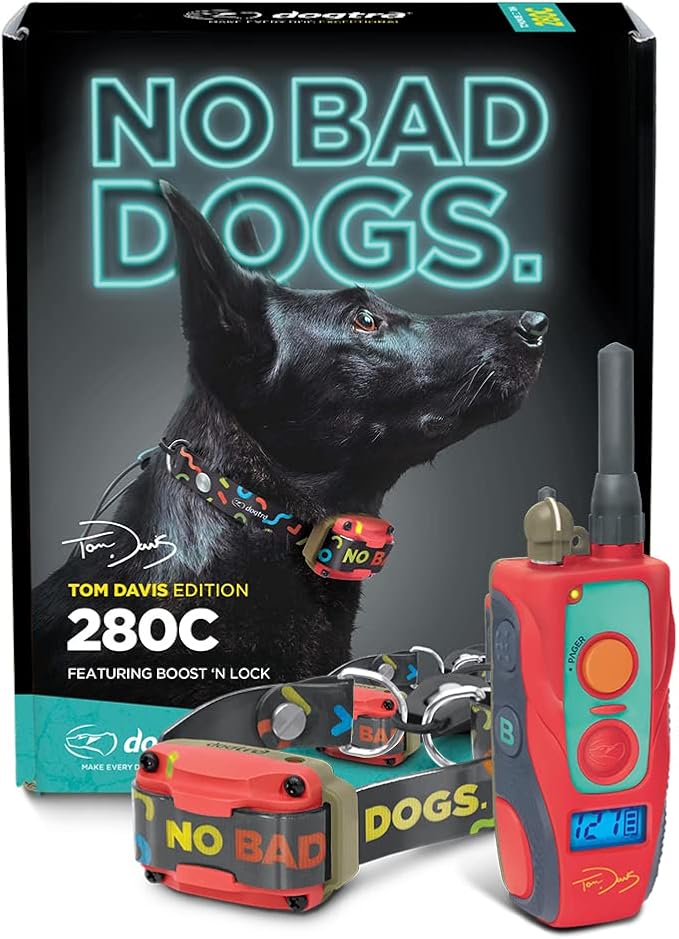 Dogtra E-Collar Tom Davis 280C Boost & Lock, Waterproof, 1/2-Mile Range Dog Training Collar with Remote, Rechargeable, 127 Levels, Vibration, Bungee, No Bad Dogs Trainer for Small, Medium, Large Dogs