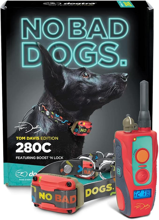 Dogtra E-Collar Tom Davis 280C Boost & Lock, Waterproof, 1/2-Mile Range Dog Training Collar with Remote, Rechargeable, 127 Levels, Vibration, Bungee, No Bad Dogs Trainer for Small, Medium, Large Dogs