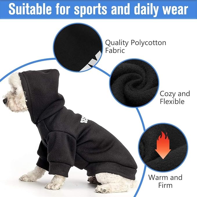 SCENEREAL Security Dog Hoodie Sweaters for Small Medium Large Dogs, Brushed Fleece Dog Clothes with Hat,Soft Cotton Winter Spring Coat All Weather Clothes, Classic Halloween Costume with Leash Hole