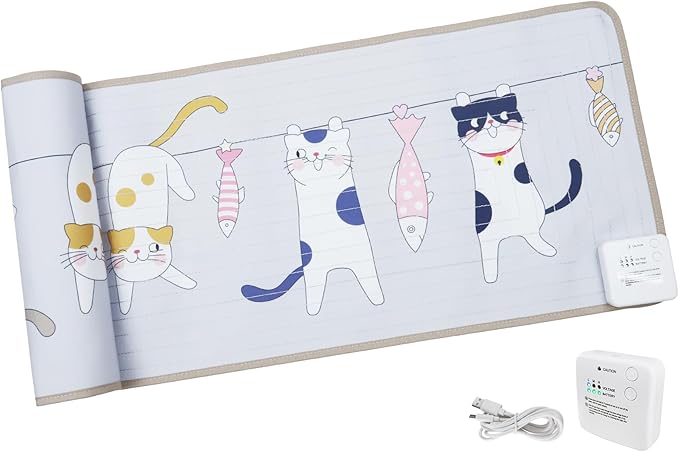 DOGNESS Rechargeable Pet Shock Mat, 59"x15" Safe Cat Repellent Mat Electronic Training Pads Keep Dogs and Cats Off Couch, Bed, Indoor Cat Deterrent Mat (Cat Balcony)