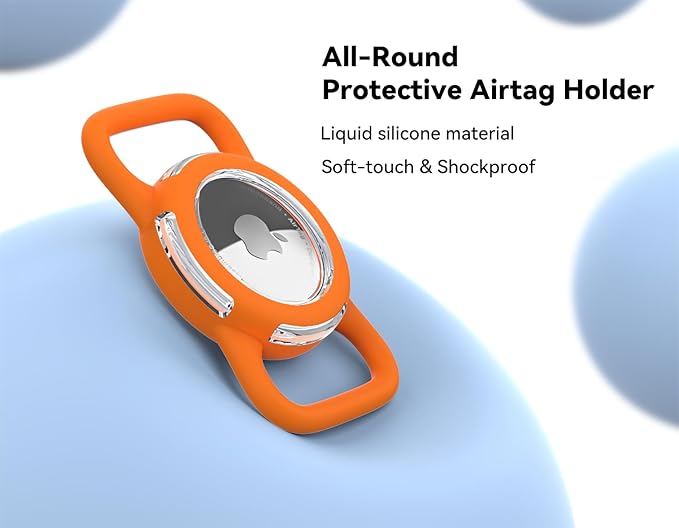 Waterproof Airtag Holder for Dog Collar, Soft Full-Body Protective Airtag Holder for Dog & Cat Collars, Ultra-Durable, Easy Installation, Lightweight Clear Airtag Case (Orange, Regular)