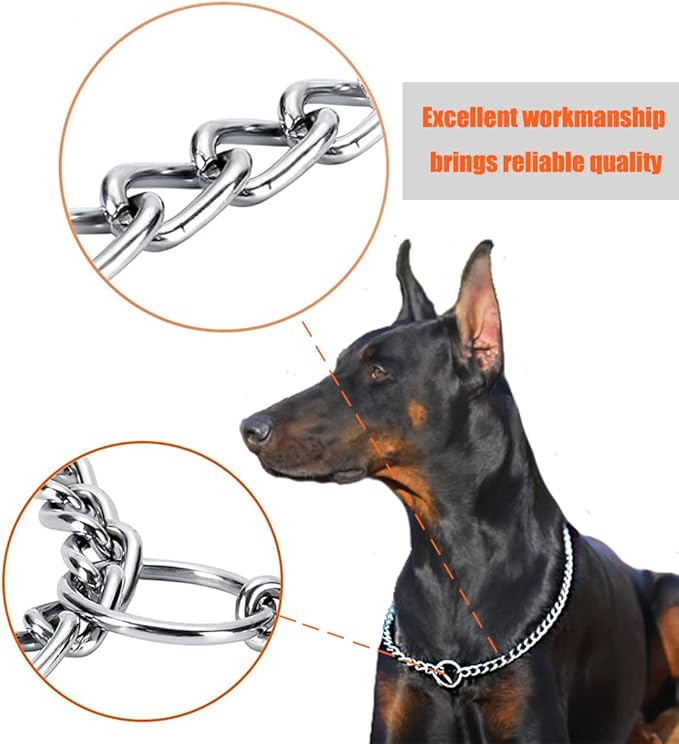 Freezx Dog Choke Collar Slip P Chain,Heavy Chain Metal Training Choke Collars, Adjustable Weather Proof Alloy Steel Necklace for Small Medium Large Dogs