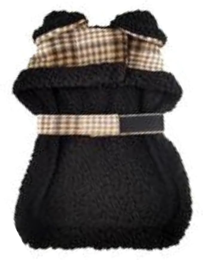 Sherpa-Lined Dog Harness Coat (XX-Large, Brown & White Plaid)