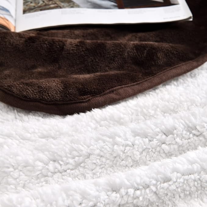 Waterproof Blanket for Bed Couch Sofa, Soft Liquid Pee Proof Pet Blanket for Dog Puppy Cat, Reversible Sherpa Fleece Furniture Protector (Brown, 60x80 inches)