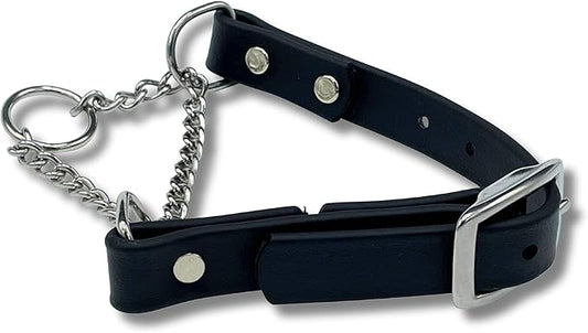 Martingale Collar for Dogs, Biothane, Stainless Steel Hardware, No Pull, Made in The USA, Professional Grade, XS, Black