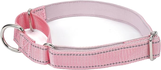 SGODA Martingale Dog Collar, Reflective Dog Training Collars for Large Dogs, Pink Large