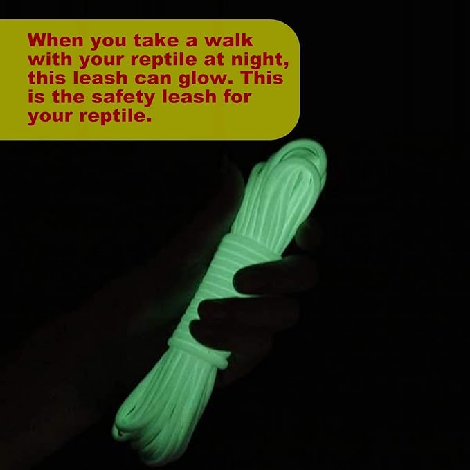 Adjustable Reptile Training Lead Harness Leash Nylon Rope for Lizard Crested Gecko Chameleon Guinea Pig Ferrets Hamster Rats (Fluorescence)