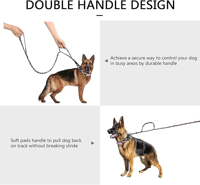 DAGANXI Tactical Dog Collar, Adjustable Military Training Nylon Dog Collar with Control Handle and Heavy Metal Buckle for Medium and Large Dogs, with Patches & Airtags Case (M, Colorful Triangle-Set)