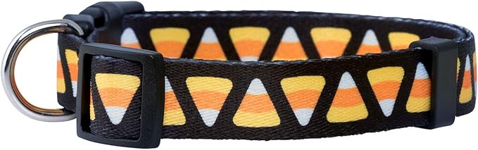 Native Pup Halloween Dog Collar- Spooky Fall Themed Horror Costume Collars- Skull, Pumpkin, Ghost, Bat, Witch, Candy Corn, Spider- Adjustable for Small, Medium, Large Breeds (Medium, Candy Corn)