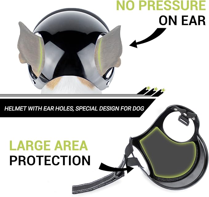LESYPET Dog Helmet for Medium Dog, Dog Helmet with Ear Holes and Adjustable Strap Safety Helmets for Dogs for Outdoor Driving Riding, Medium