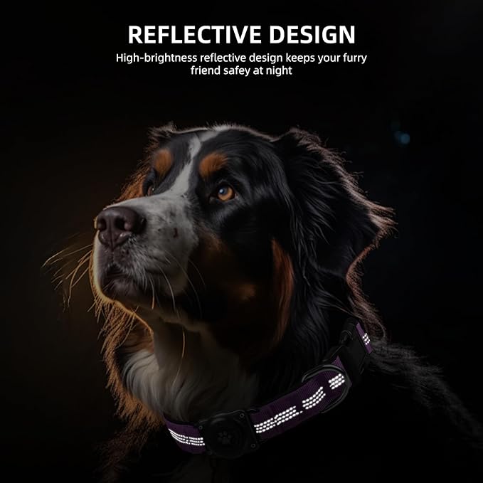 Reflective Air Tag Dog Collar - 100% Waterproof Dog Collar AirTag Holder | Extra-Durable, Soft Padded AirTag Dog Collars for Small Medium Large Dogs