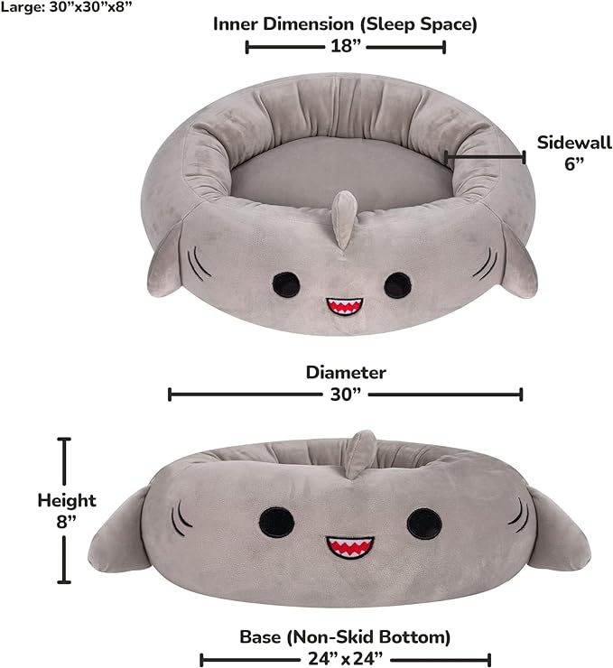 Squishmallows 24-Inch Gordon Shark Pet Bed - Medium Ultrasoft Official Squishmallows Plush Pet Bed