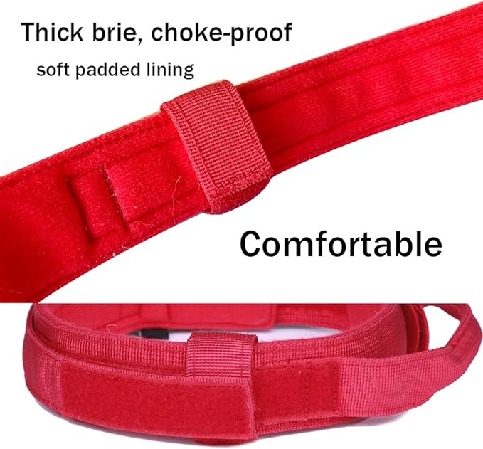 Xqpetlihai Tactical Dog Collar and Leash Set Adjustable Military Nylon Dog Collar with Control Handle and Heavy Duty Metal Buckle for Large Dogs(Red M