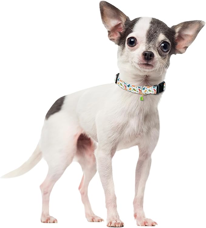 Cute Cotton Dog Collar for Small Medium Large Dogs Special Design Cute White Dinosaur Dog Collar for Boy Male Dogs Soft Adjustable Dinosaur Puppy Collars for Boy Male Dogs Pet Collar