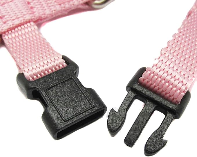 Hypeety Rabbit Bunny Harness with Leash Adjustable Soft Nylon Harness Rabbit Vest Lead Pink Blue Lead Leash All Season for Small Animals (Pink)