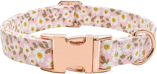 Metal Buckle Dog Collar, Durable Adjustable Dog Collar Soft for Small Medium Large Dogs (001-Pink, L(15-23in)