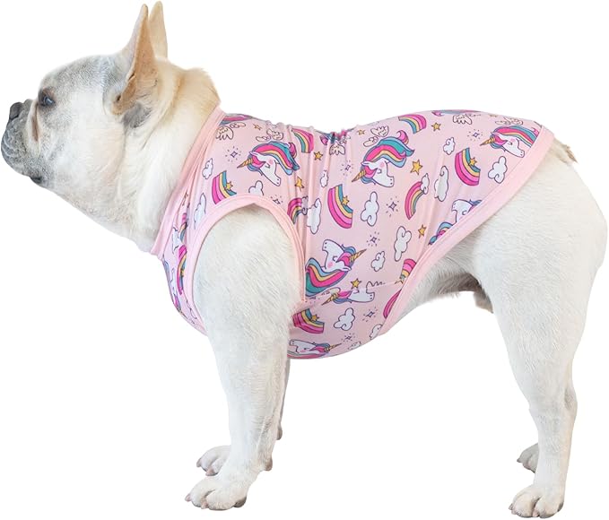 CuteBone Dog Shirts 2-Pack Soft Pet Clothes Breathable Summer Vest for Small Puppy and Stretchy Cat Apparel 2BX09XS Pig&Unicorn