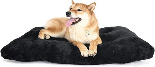 Dog Beds for Crates 36 x 24 Washable,Extra Soft Crate Pads for Dog Cages 36 with Anti-Slip Bottom,Deluxe Faux Fur Pet Sleeping Mat Helps Ease Pet Anxiety,Black