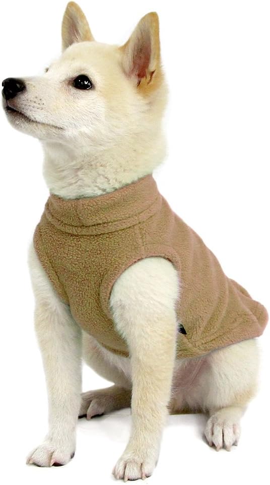 Gooby - Stretch Fleece Vest, Pullover Fleece Vest Jacket Sweater for Dogs, Sand, X-Small